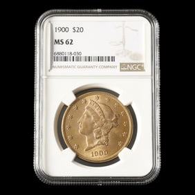 1900 Liberty Head $20 Gold Double Eagle, NGC MS62