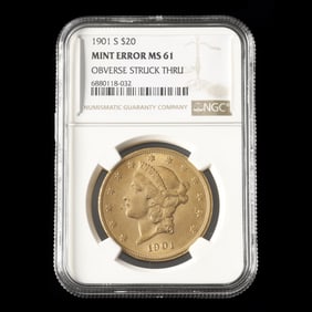 1901-S Liberty Head $20 Gold Double Eagle, NGC MINT ERROR MS61