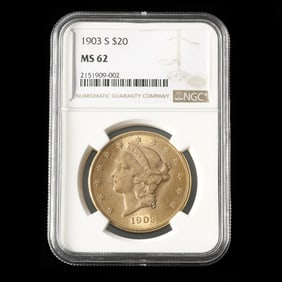 1903-S Liberty Head $20 Gold Double Eagle, NGC MS62