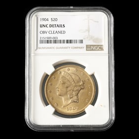 1904 Liberty Head $20 Gold Double Eagle, NGC UNC DETAILS