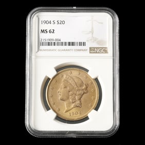 1904-S Liberty Head $20 Gold Double Eagle, NGC MS62