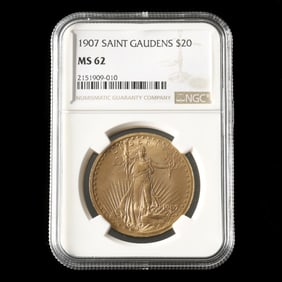 1907 St. Gaudens $20 Gold Double Eagle, NGC MS62