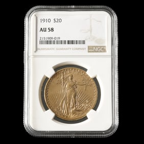 1910 St. Gaudens $20 Gold Double Eagle, NGC MS64