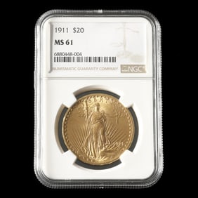 1911 St. Gaudens Gold $20 Double Eagle, NGC MS61