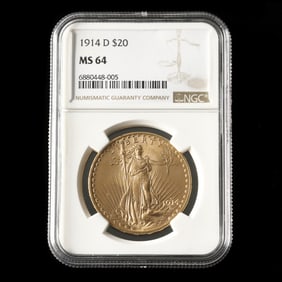 1914-D St. Gaudens $20 Liberty Head Double Eagle, NGC MS64
