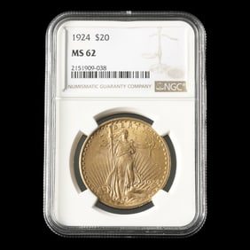 1924 St. Gaudens $20 Gold Double Eagle, NGC MS62