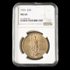 1925 St. Gaudens $20 Gold Double Eagle, NGC MS64