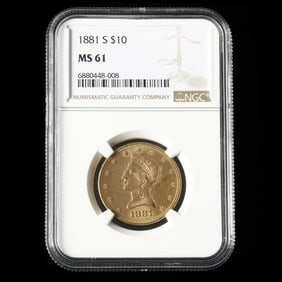 1881-S Liberty Head $10 Gold Eagle, NGC MS61
