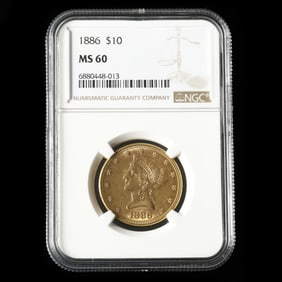 1886 Liberty Head $10 Gold Eagle, NGC MS60