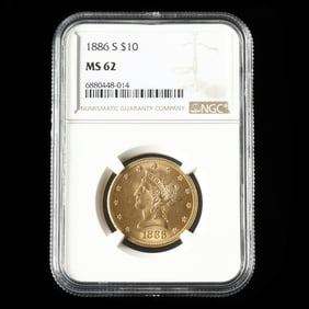 1886-S Liberty Head $10 Gold Eagle, NGC MS62