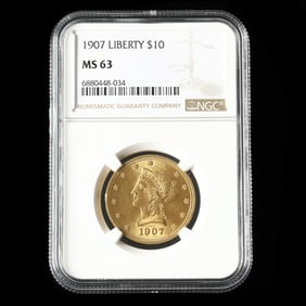 1907 Liberty Head $10 Gold Eagle, NGC MS63