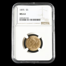 1895 Liberty Head $5 Gold Half Eagle, NGC MS61