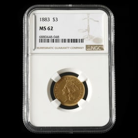 1883 Indian Princess $3 Gold, NGC MS62