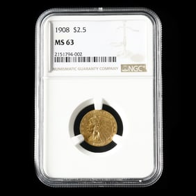 1908 $2-1/2 Indian Head Quarter Eagle, NGC MS63
