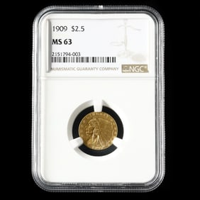 1909 $2-1/2 Indian Head Quarter Eagle, NGC MS63