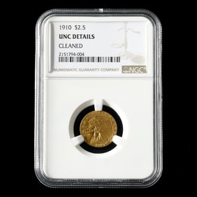 1910 $2-1/2 Indian Head Quarter Eagle, NGC UNC DETAILS CLEANED