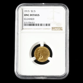 1915 $2-1/2 Indian Head Quarter Eagle, NGC UNC DETAILS CLEANED