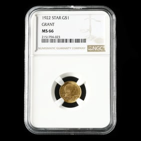 1922 Grant Memorial Gold Dollar with Star in Obverse Field, NGC MS66