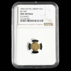 1854 California Gold Liberty Head Octagonal $1 Token, NGC DETAILS