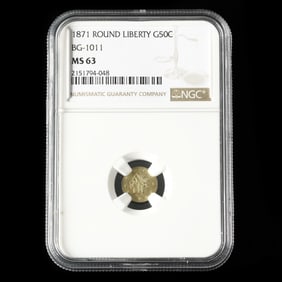 1871 Round Liberty Head Gold 50 Cents, NGC MS63