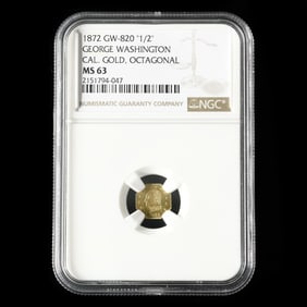1872 GW-820 "1/2" George Washington California Gold, MS63