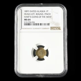 1897-Dated Alaska Gold, One Pinch, Head Left, NGC MS64