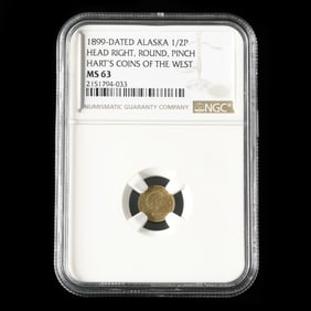 1899-Dated Alaska Gold, 1/2 Pinch Round, Head Right, NGC MS63