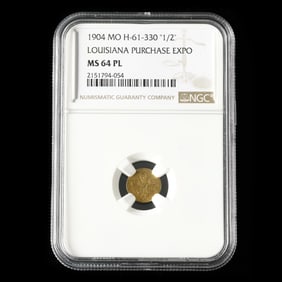 1904 Louisiana Purchase Expo, MO Hendershott 61-330 "1/2," NGC MS64 PL