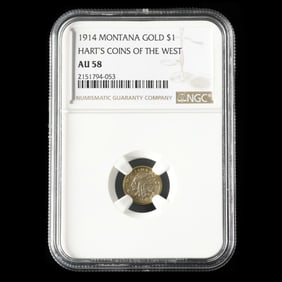 1914 Montana Gold $1, Hart's Coins of the West, NGC AU58