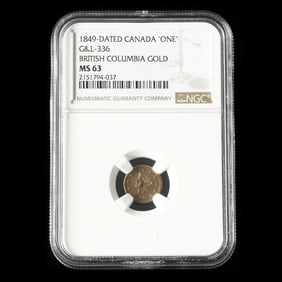 1849-Dated British Columbia Gold "ONE", NGC MS63