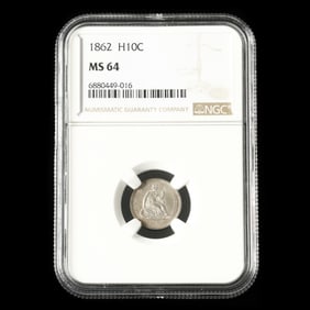 1862 Liberty Seated Half Dime, NGC MS64
