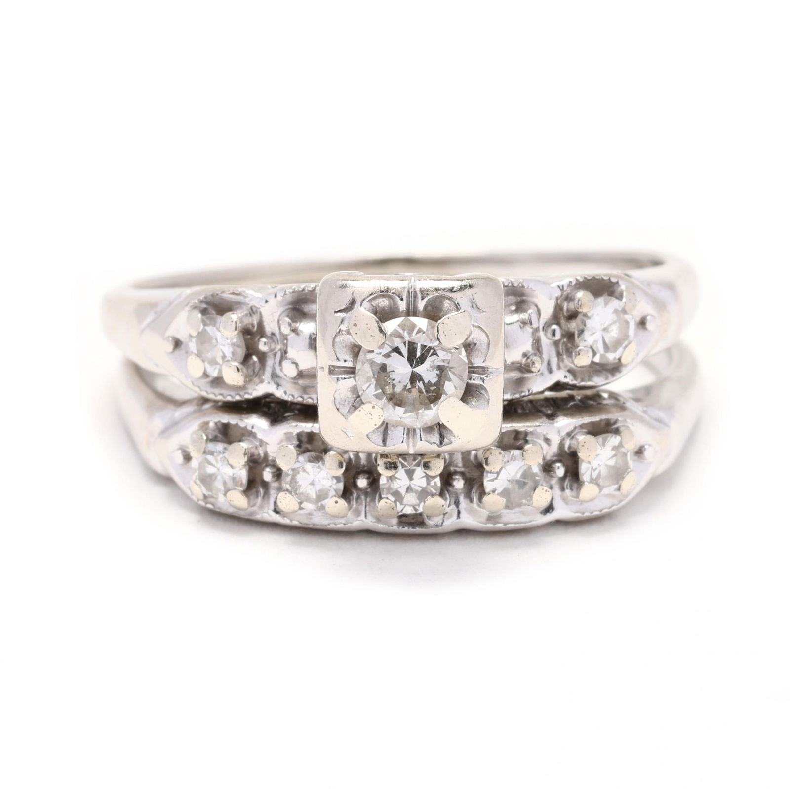 Vintage White Gold Wedding Set (1 of 7)