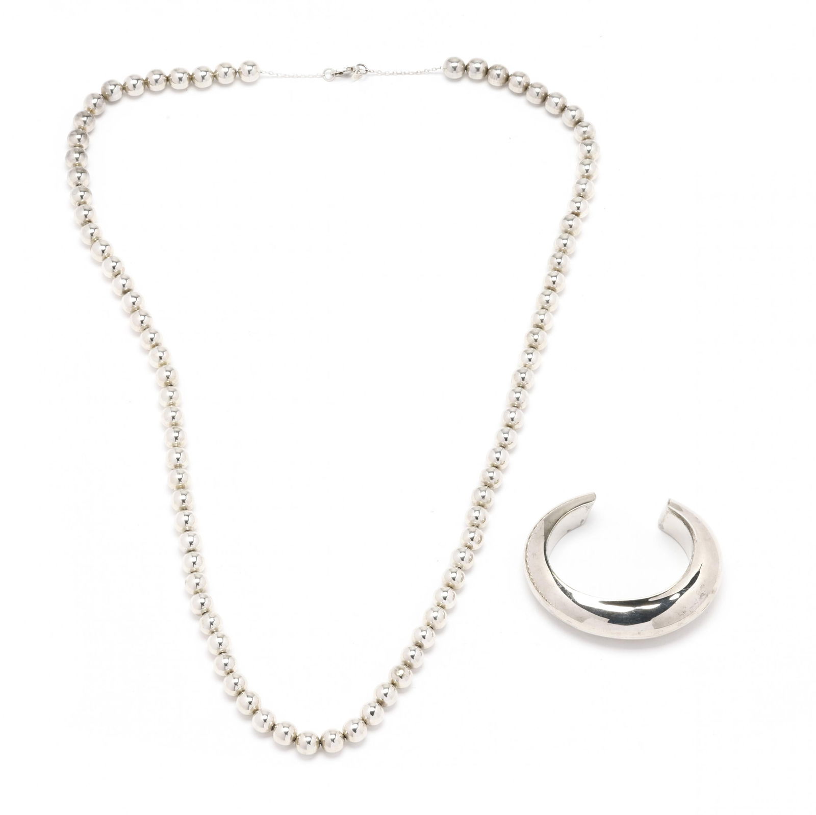 Silver Bead Necklace and Cuff Bracelet, Tiffany & Co. (1 of 7)