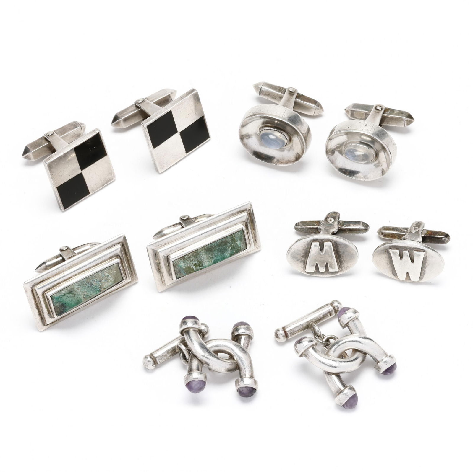 Five Pairs of Mexican Silver Cufflinks (1 of 8)
