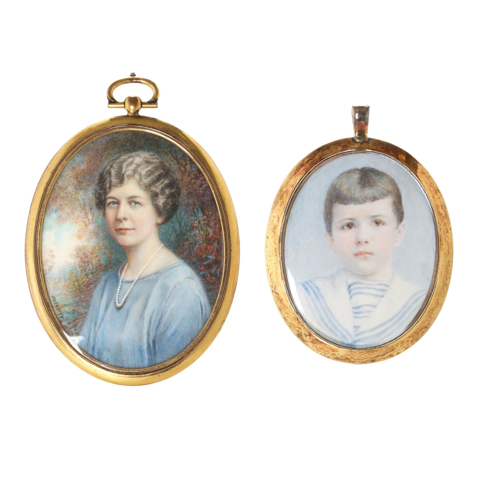 Two American School Revivalist Portrait Miniatures (1 of 7)