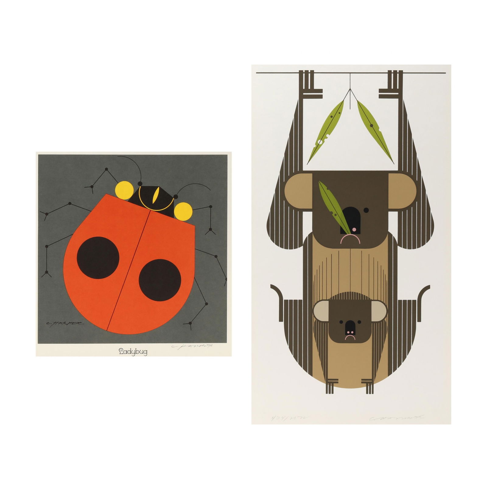 Charley Harper (American, 1922-2007), Down Under, Down Under / Ladybug (Two Works): Charley Harper (American, 1922-2007), Down Under, Down Under / Ladybug (Two Works)the first: serigraph in colors, 1977, pencil signed and numbered lower margin, unframed; the second: lithograph in col