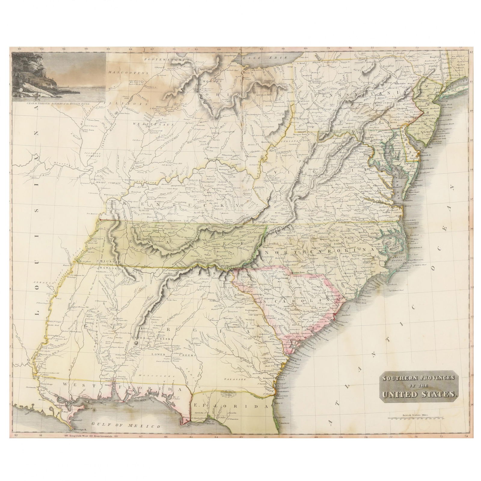 Thomson's Early 19th-Century Map of the Southern United States: Thomson's Early 19th-Century Map of the Southern United StatesJohn Thomson; engraved by N. R. Hewitt. SOUTHERN PROVINCES OF THE UNITED STATES. Edinburgh, 1817. From Thomson's New General Atlas. Copper