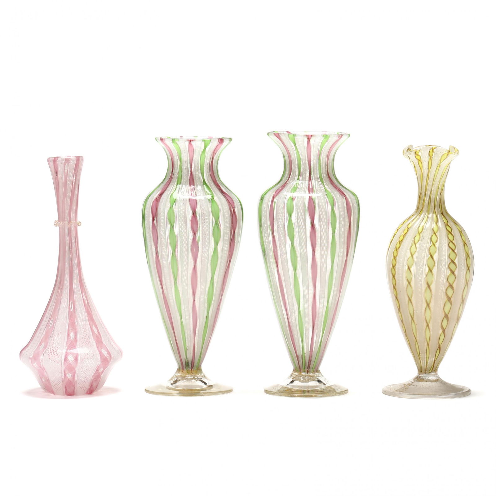 Four Murano Latticino Glass Vases (1 of 6)