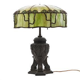 Art Nouveau Leaded Glass Table Lamp (1 of 12)