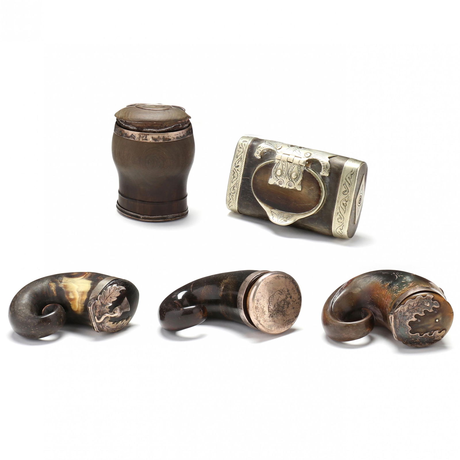 Five Scottish Silver Mounted Horn Snuff Mulls (1 of 14)