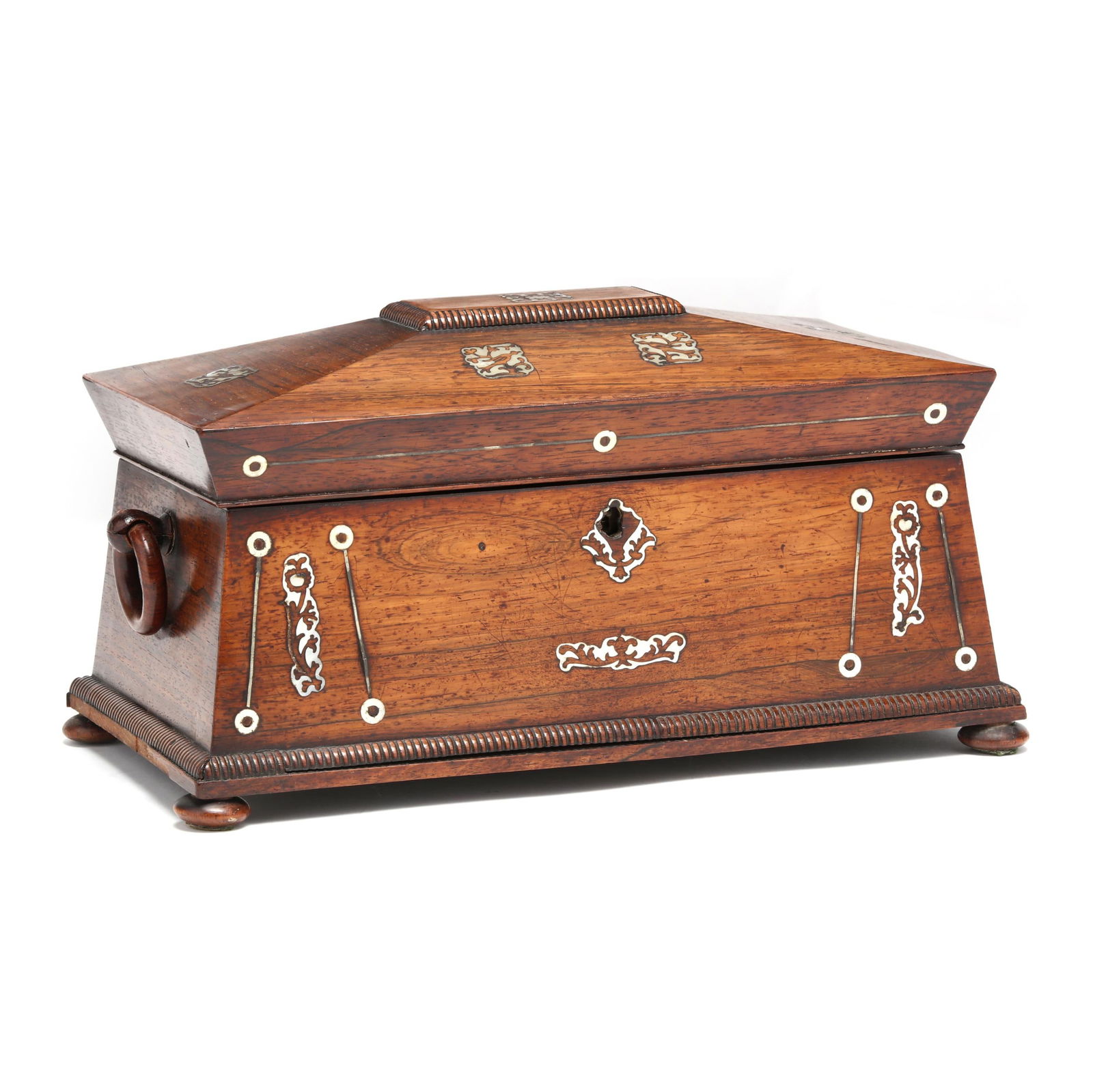19th Century English Inlaid Rosewood Tea Caddy (1 of 9)