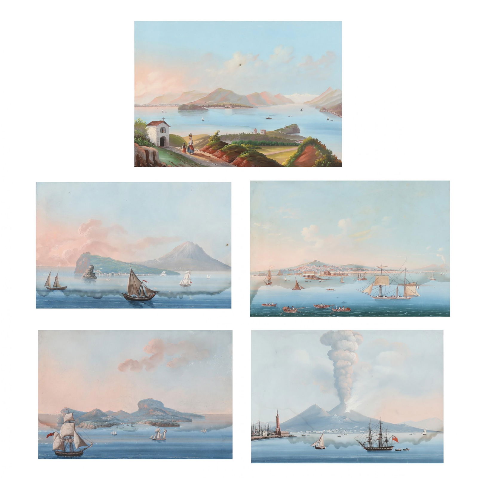 Continental School (Early 19th Century), Suite of Five Views of Coastal Italy (1 of 12)