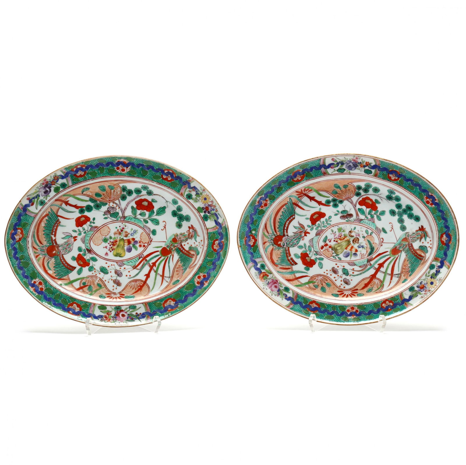 Pair of Chinese Export Porcelain Famille Verte Platters (1 of 7)