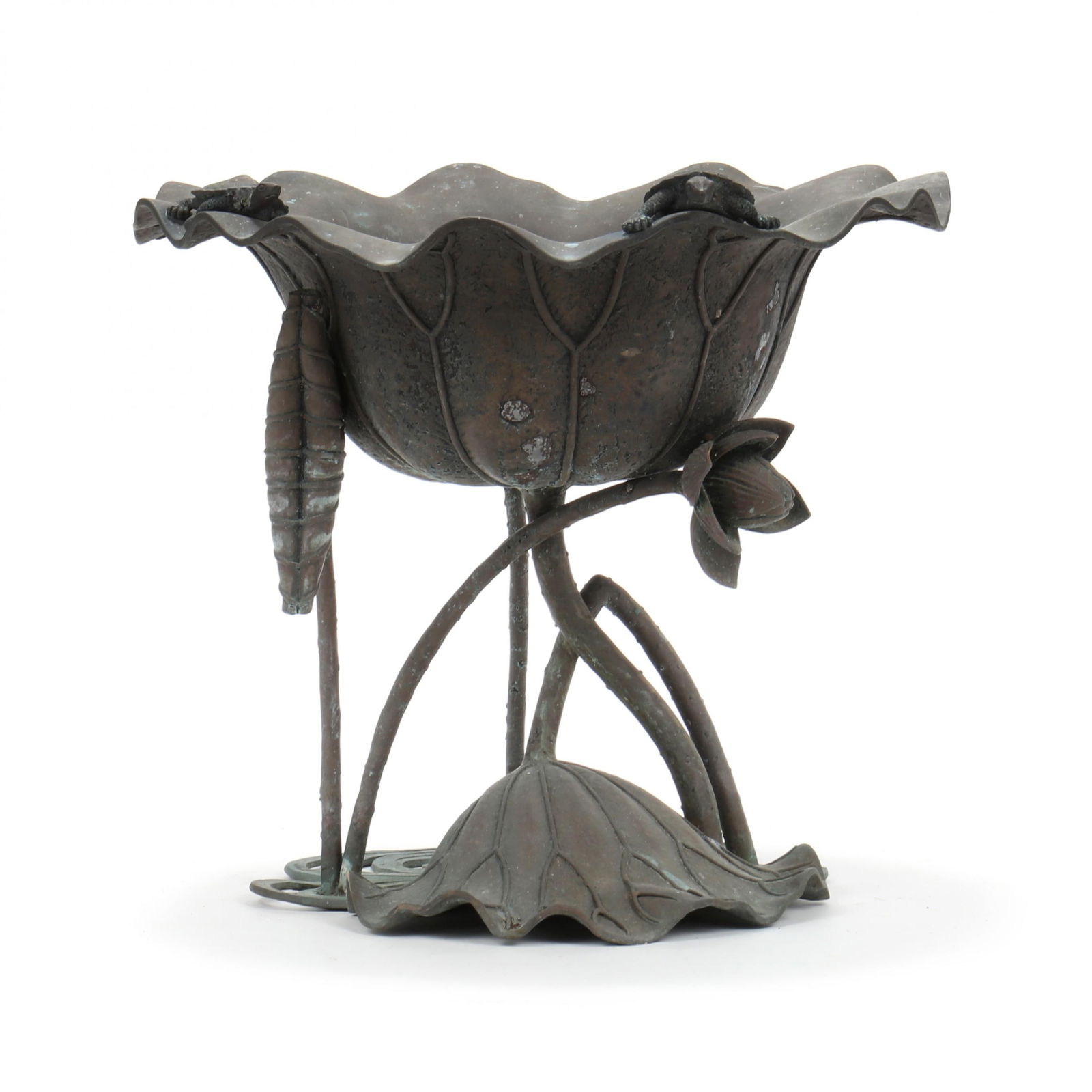 A Large Japanese Bronze Lotus Floor Ikebana for the Garden (1 of 10)