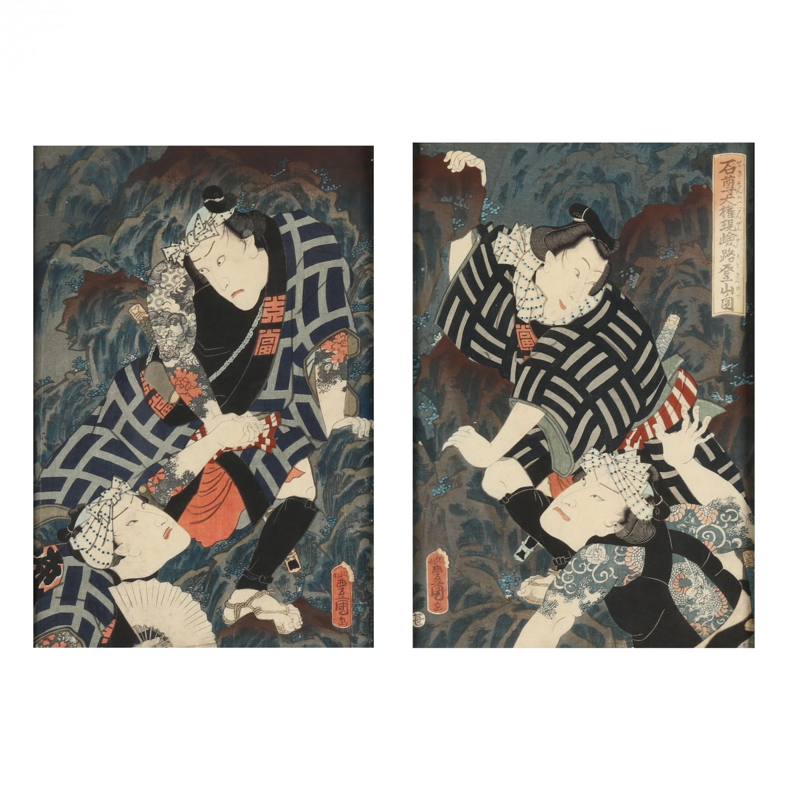 Utagawa Kunisada (Toyokuni III) (Japanese, 1786-1864), Two Woodblock Prints (1 of 7)