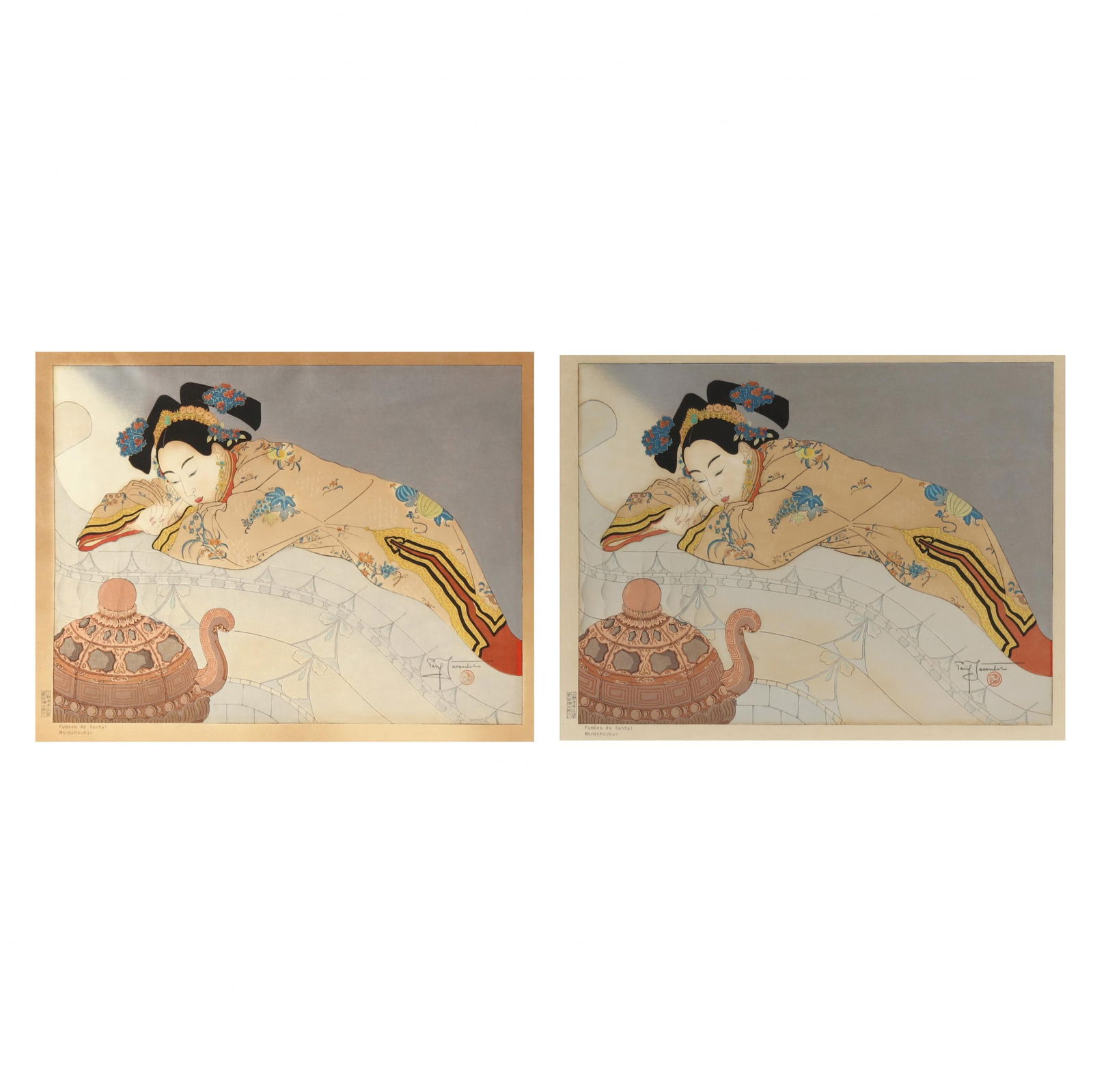 Paul Jacoulet (French, 1902-1960),  Fuemees De Santal: Mandchoukuo  (Two Works) (1 of 11)