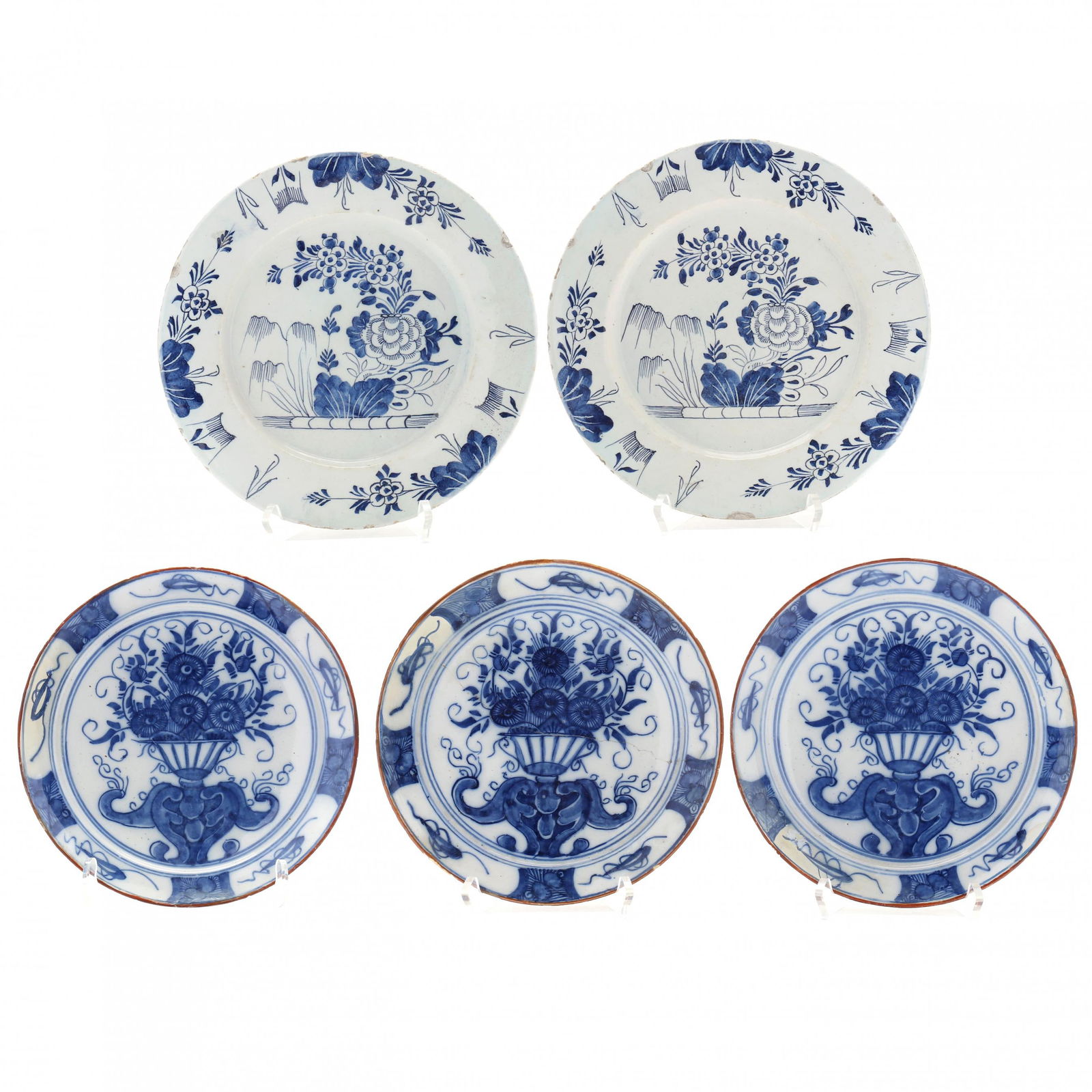 Five Antique Dutch Delft Blue and White Plates (1 of 9)