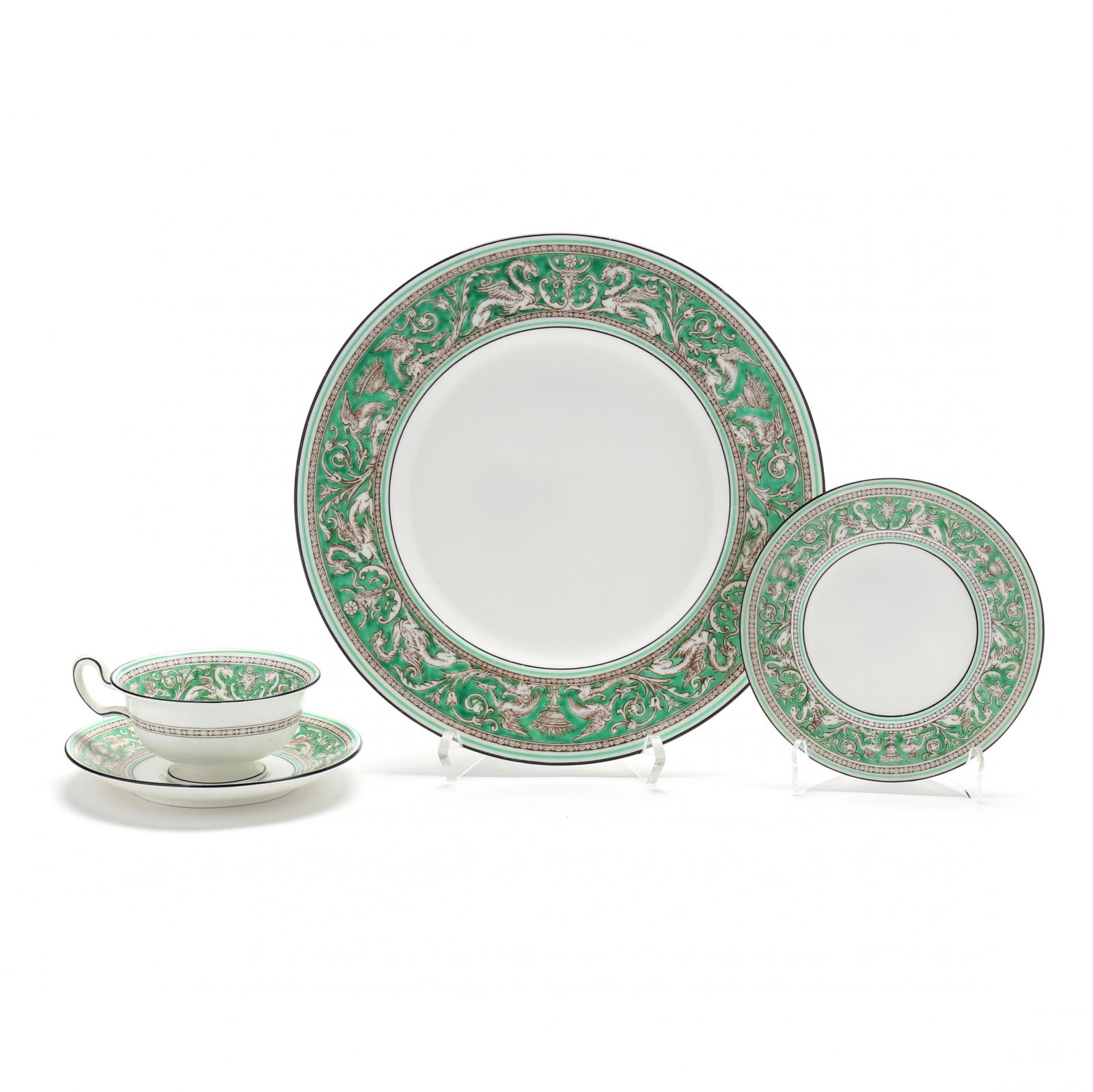 Wedgwood  Florentine Green  Partial Dinner Service, (45) Pieces (1 of 8)