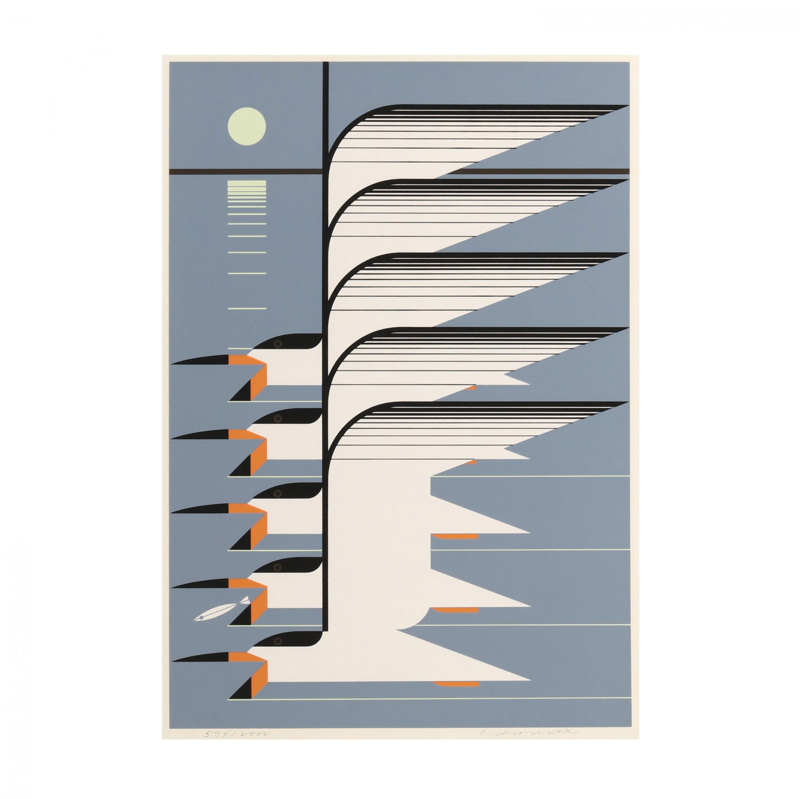 Charley Harper (American, 1922-2007), Skimmerscape: Charley Harper (American, 1922-2007), Skimmerscapeserigraph on colors on paper, 1976, pencil signed and numbered to lower margin, unframed. 24 1/4 x 17 3/8 in. Charley Harper (1922–2007) was an Amer
