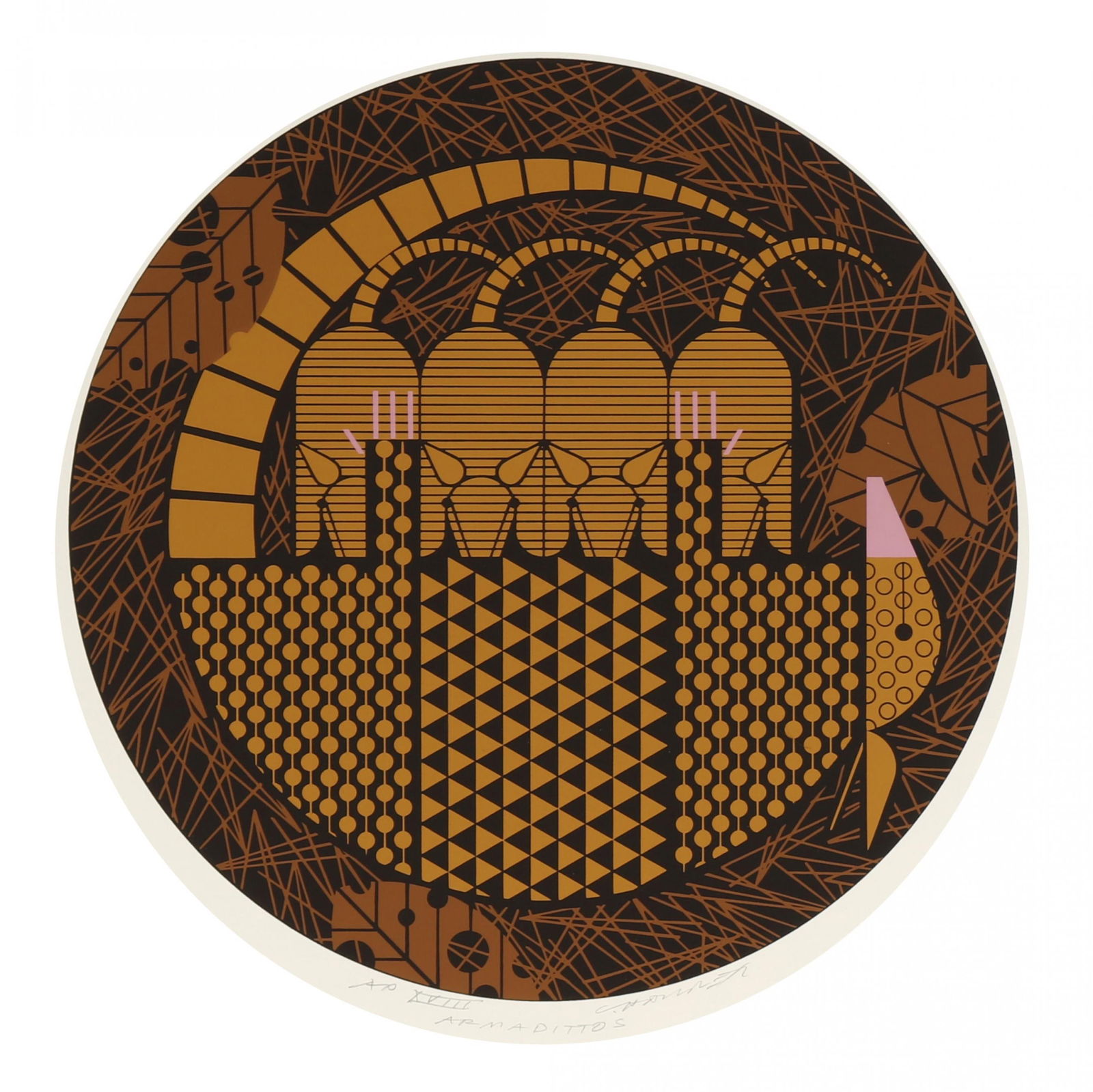 Charley Harper (American, 1922-2007), Armadittos: Charley Harper (American, 1922-2007), Armadittosserigraph in colors on paper, 1982, signed and numbered "AP XVIII" to lower margin, unframed. 17 x 17 in. Charley Harper (1922–2007) was an American a